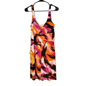 Bissou Bissou Abstract Pink & Orange Mini Dress